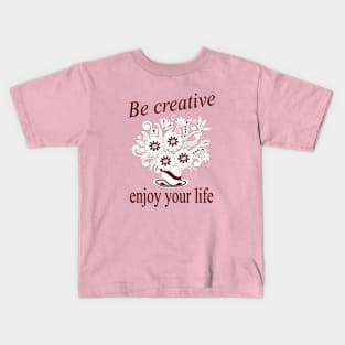 Be creative  with violet flowers in tea cup Kids T-Shirt